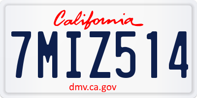 CA license plate 7MIZ514