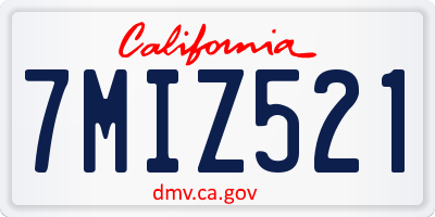 CA license plate 7MIZ521