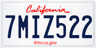 CA license plate 7MIZ522