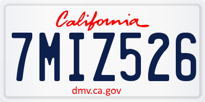 CA license plate 7MIZ526