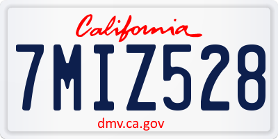 CA license plate 7MIZ528