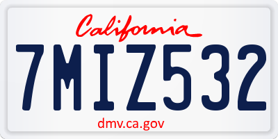 CA license plate 7MIZ532