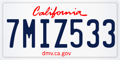 CA license plate 7MIZ533