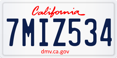 CA license plate 7MIZ534