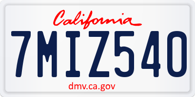 CA license plate 7MIZ540