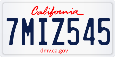CA license plate 7MIZ545