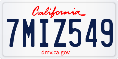 CA license plate 7MIZ549
