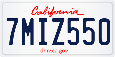 CA license plate 7MIZ550