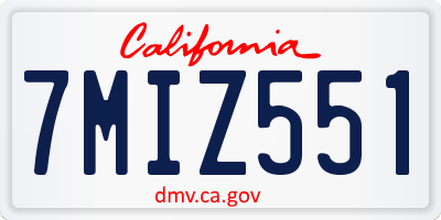 CA license plate 7MIZ551