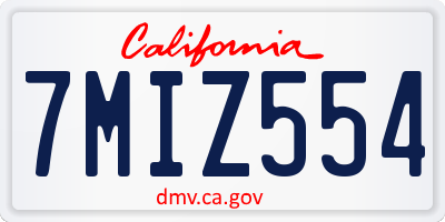 CA license plate 7MIZ554