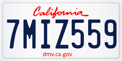 CA license plate 7MIZ559