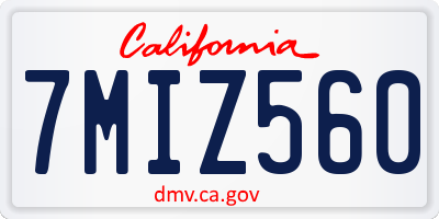 CA license plate 7MIZ560