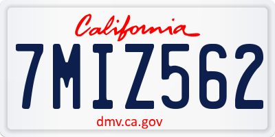 CA license plate 7MIZ562