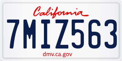 CA license plate 7MIZ563