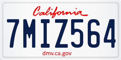 CA license plate 7MIZ564