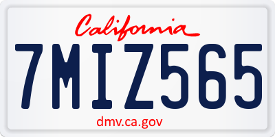 CA license plate 7MIZ565