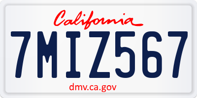 CA license plate 7MIZ567