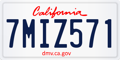 CA license plate 7MIZ571