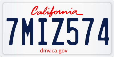 CA license plate 7MIZ574