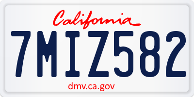 CA license plate 7MIZ582