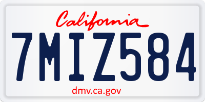CA license plate 7MIZ584