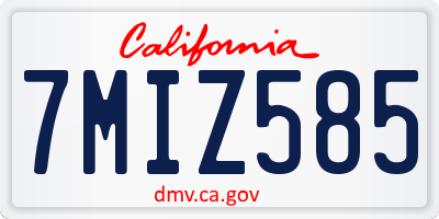 CA license plate 7MIZ585