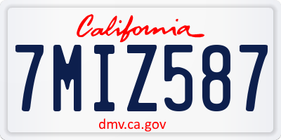 CA license plate 7MIZ587