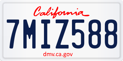 CA license plate 7MIZ588