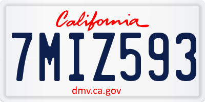 CA license plate 7MIZ593