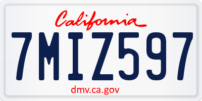 CA license plate 7MIZ597