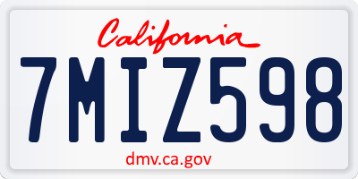 CA license plate 7MIZ598