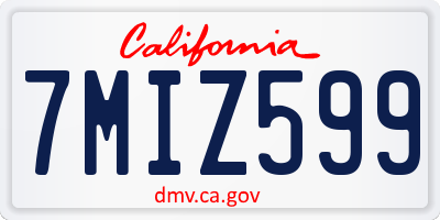 CA license plate 7MIZ599