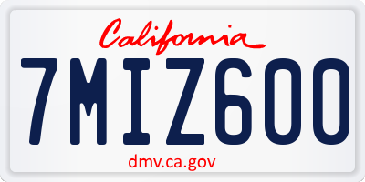 CA license plate 7MIZ600