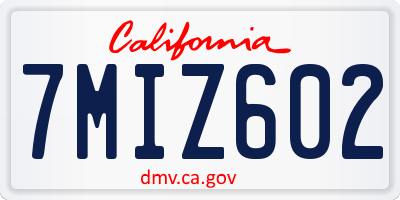 CA license plate 7MIZ602