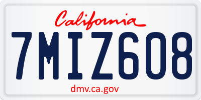 CA license plate 7MIZ608