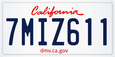 CA license plate 7MIZ611