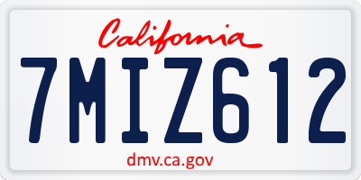CA license plate 7MIZ612
