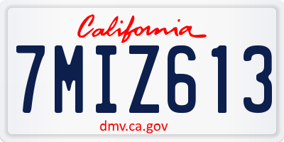 CA license plate 7MIZ613