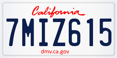 CA license plate 7MIZ615