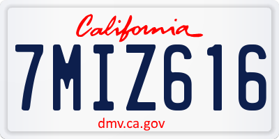 CA license plate 7MIZ616