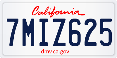 CA license plate 7MIZ625