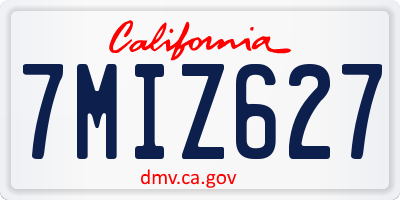 CA license plate 7MIZ627