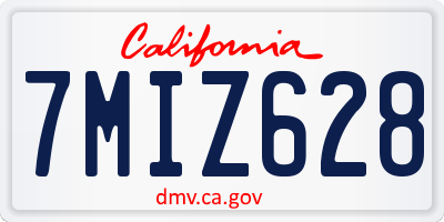 CA license plate 7MIZ628