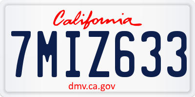 CA license plate 7MIZ633