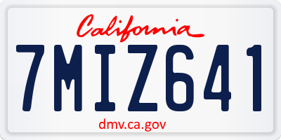 CA license plate 7MIZ641
