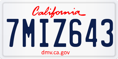 CA license plate 7MIZ643