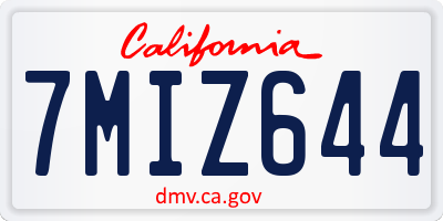 CA license plate 7MIZ644