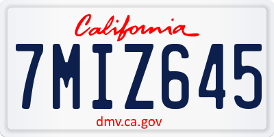 CA license plate 7MIZ645