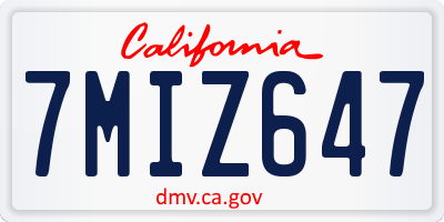 CA license plate 7MIZ647