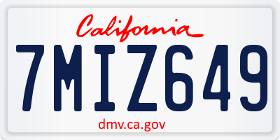 CA license plate 7MIZ649